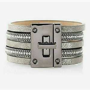 Express Rhinestone Metallic Cuff Bracelet